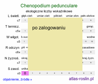 ekologiczne liczby wskaźnikowe Chenopodium pedunculare (komosa szypułowa)