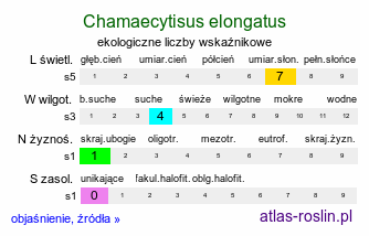 ekologiczne liczby wskaźnikowe Chamaecytisus elongatus (szczodrzeniec wydłużony)