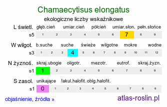 ekologiczne liczby wskaźnikowe Chamaecytisus elongatus (szczodrzeniec wydłużony)