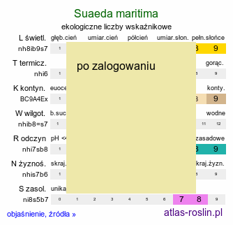 ekologiczne liczby wskaźnikowe Suaeda maritima (sodówka nadmorska)