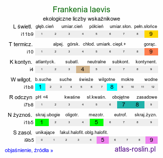 ekologiczne liczby wskaźnikowe Frankenia laevis (frankenia gładka)