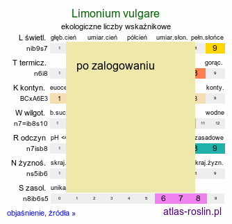 ekologiczne liczby wskaźnikowe Limonium vulgare (zatrwian zwyczajny)
