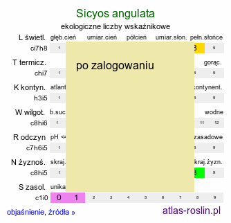 ekologiczne liczby wskaźnikowe Sicyos angulata (harbuźnik kolczasty)