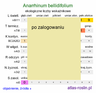 ekologiczne liczby wskaÅºnikowe Anarrhinum bellidifolium