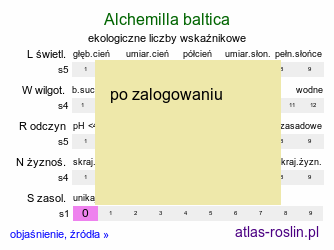 ekologiczne liczby wskaźnikowe Alchemilla baltica (przywrotnik przymglony)