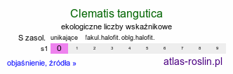 ekologiczne liczby wskaźnikowe Clematis tangutica (powojnik tangucki)