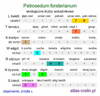 ekologiczne liczby wskaźnikowe Petrosedum forsterianum (rozchodnik Forstera)