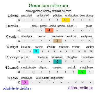 ekologiczne liczby wskaźnikowe Geranium reflexum