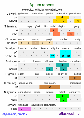 ekologiczne liczby wskaźnikowe Apium repens (selery błotne)