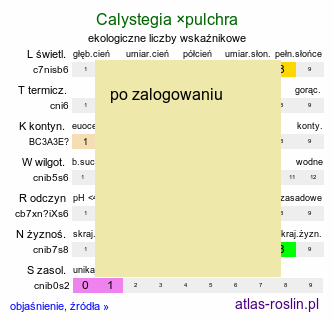 ekologiczne liczby wskaźnikowe Calystegia ×pulchra (kielisznik nadobny)