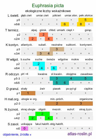 ekologiczne liczby wskaźnikowe Euphrasia picta (świetlik nadobny)