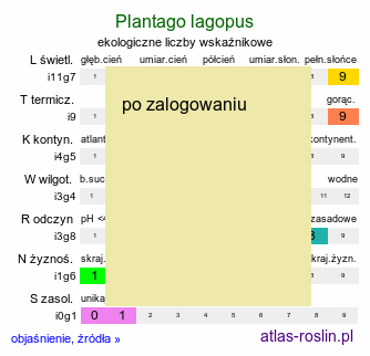 ekologiczne liczby wskaźnikowe Plantago lagopus (babka arktyczna)