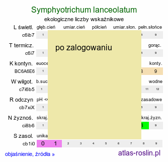 ekologiczne liczby wskaźnikowe Symphyotrichum lanceolatum (aster lancetowaty)