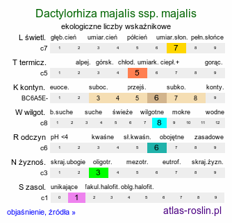 ekologiczne liczby wskaźnikowe Dactylorhiza majalis (kukułka szerokolistna typowa)