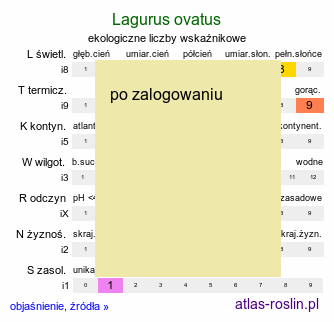 ekologiczne liczby wskaźnikowe Lagurus ovatus (dmuszek jajowaty)
