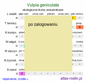 ekologiczne liczby wskaźnikowe Vulpia geniculata (wulpia kolankowata)