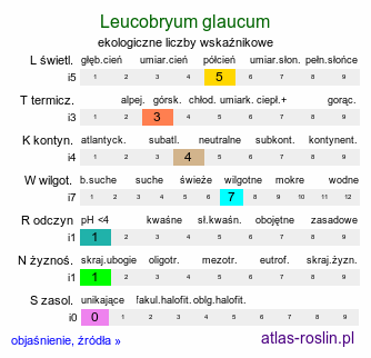 ekologiczne liczby wskaźnikowe Leucobryum glaucum (bielistka siwa)