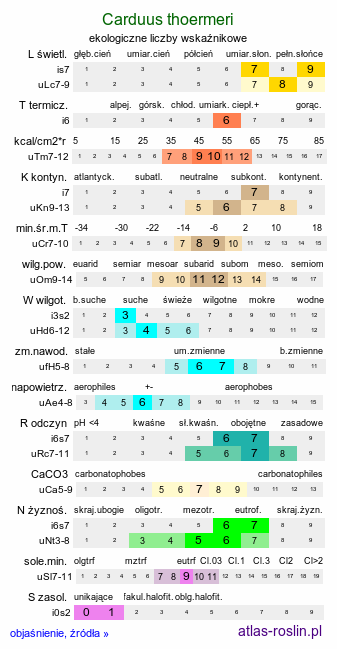 ekologiczne liczby wskaźnikowe Carduus thoermeri