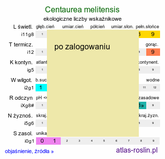 ekologiczne liczby wskaźnikowe Centaurea melitensis (chaber maltański)