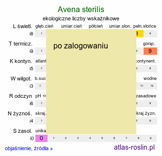 ekologiczne liczby wskaźnikowe Avena sterilis (owies płonny)