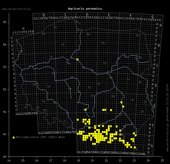 wystepowanie - Myricaria germanica (września pobrzeżna)