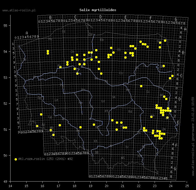wystepowanie - Salix myrtilloides (wierzba borówkolistna)