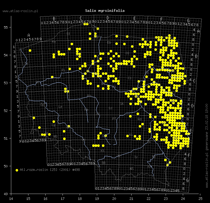 wystepowanie - Salix myrsinifolia (wierzba czarniawa)