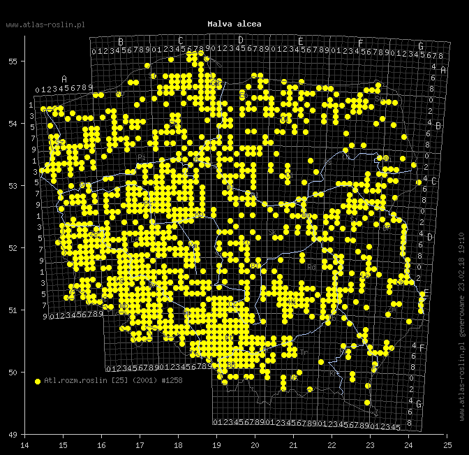 mapa występowania taksonu Malva alcea