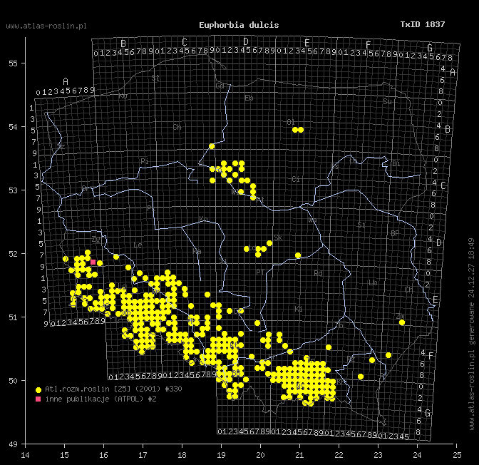 wystepowanie - Euphorbia dulcis (wilczomlecz słodki)
