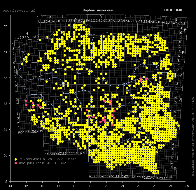 wystepowanie - Daphne mezereum (wawrzynek wilczełyko)