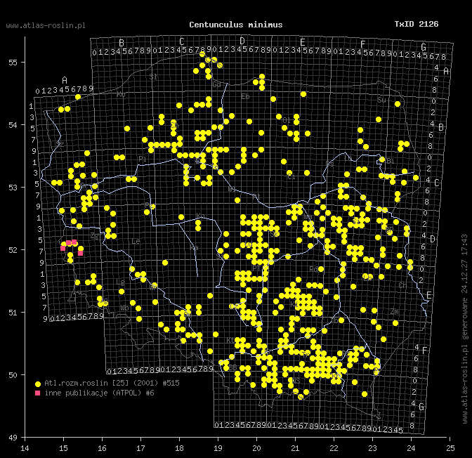 wystepowanie - Centunculus minimus (niedośpiałek maleńki)