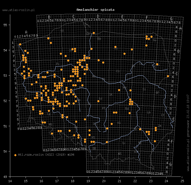 wystepowanie - Amelanchier spicata (świdośliwka kłosowa)