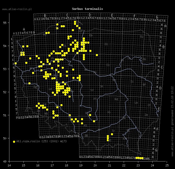 wystepowanie - Sorbus torminalis (jarząb brekinia)