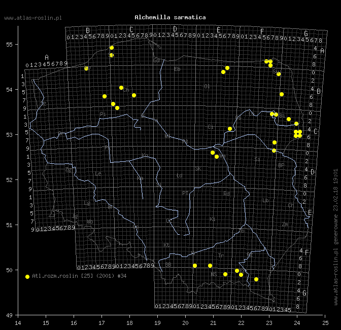 wystepowanie - Alchemilla sarmatica (przywrotnik sarmacki)