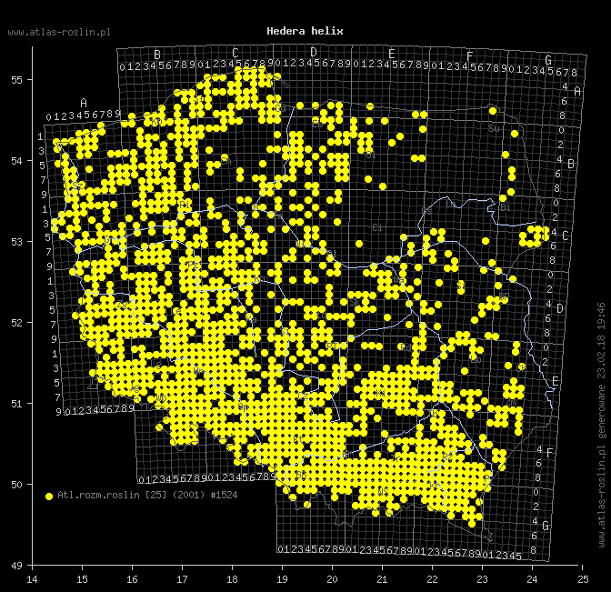 wystepowanie - Hedera helix (bluszcz pospolity)