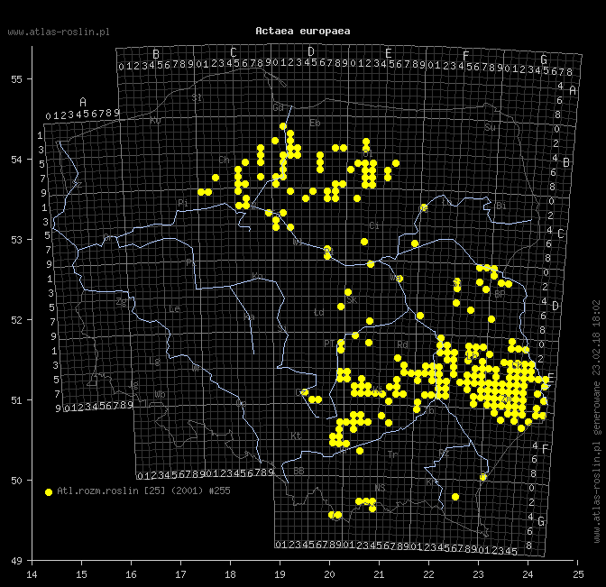 wystepowanie - Actaea europaea (pluskwica europejska)