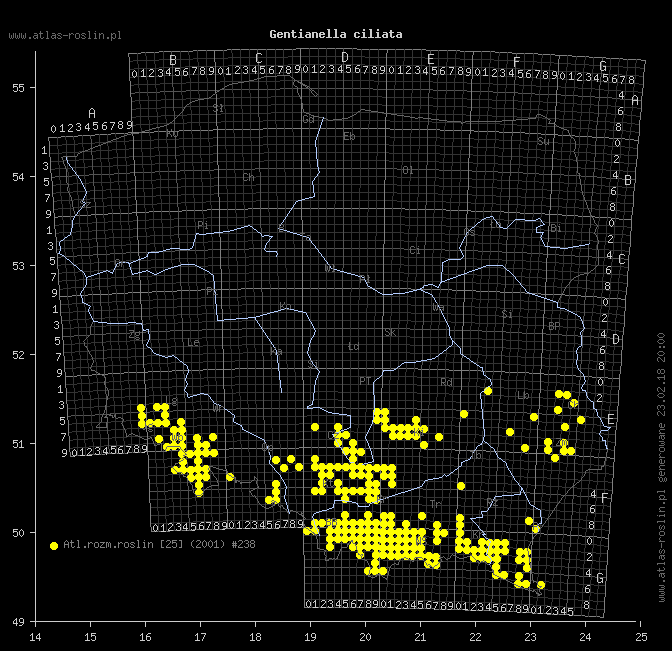 wystepowanie - Gentianella ciliata (goryczuszka orzęsiona)