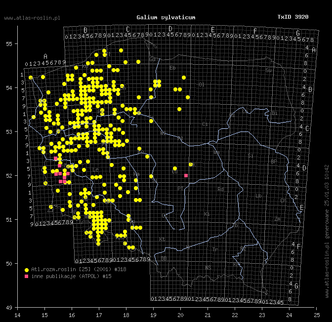 wystepowanie - Galium sylvaticum (przytulia leśna)