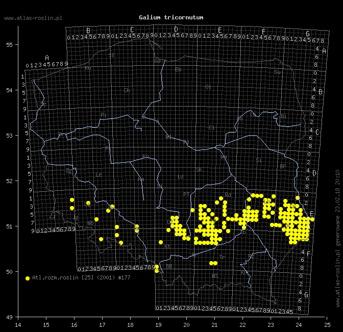 wystepowanie - Galium tricornutum (przytulia trójrożna)