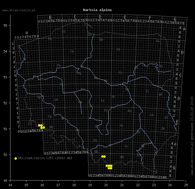 wystepowanie - Bartsia alpina (bartsja alpejska)