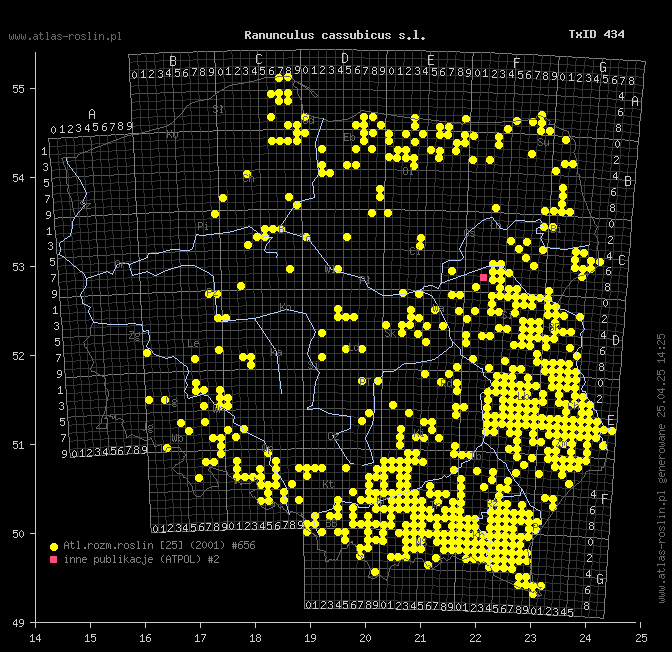 wystepowanie - Ranunculus cassubicus (jaskier kaszubski)