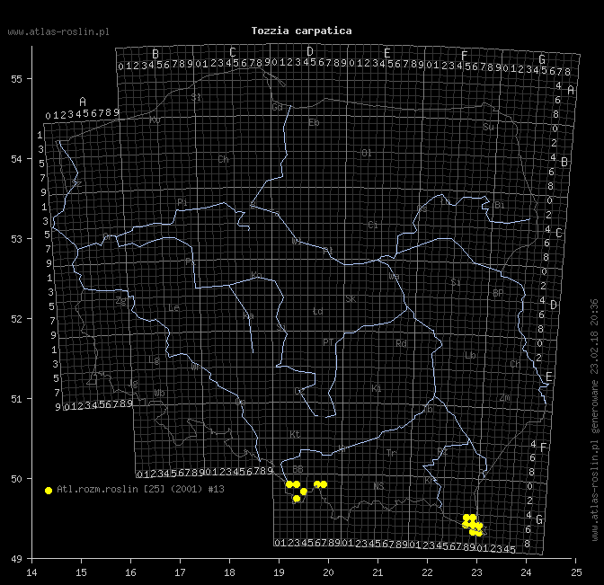 wystepowanie - Tozzia carpatica (tocja karpacka)