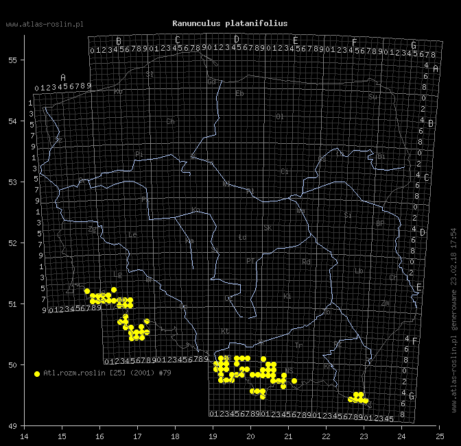 wystepowanie - Ranunculus platanifolius (jaskier platanolistny)