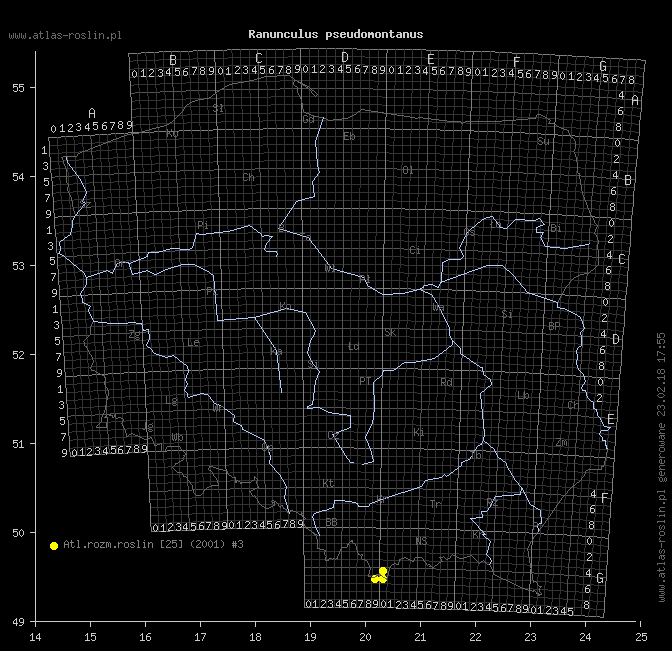 wystepowanie - Ranunculus pseudomontanus (jaskier halny)