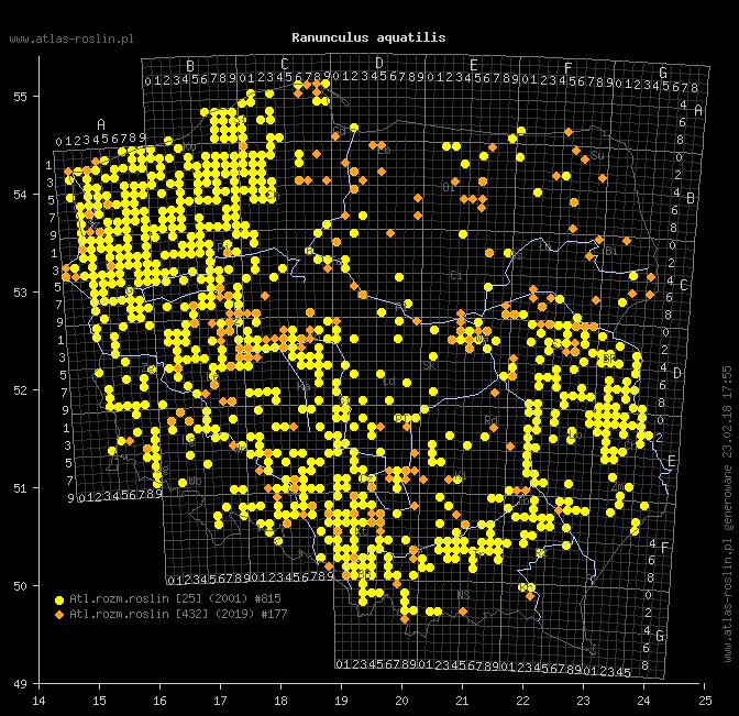 wystepowanie - Ranunculus aquatilis (jaskier wodny)