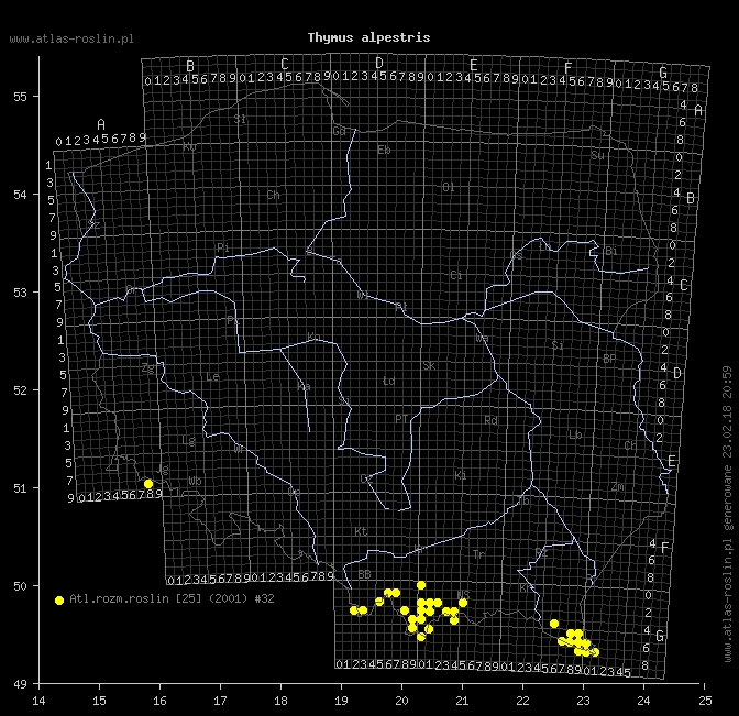 wystepowanie - Thymus alpestris (macierzanka halna)