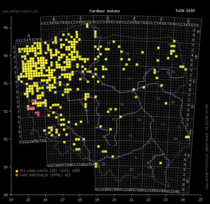 wystepowanie - Carduus nutans (oset zwisły)