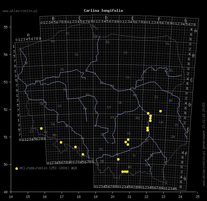 wystepowanie - Carlina longifolia (dziewięćsił długolistny)