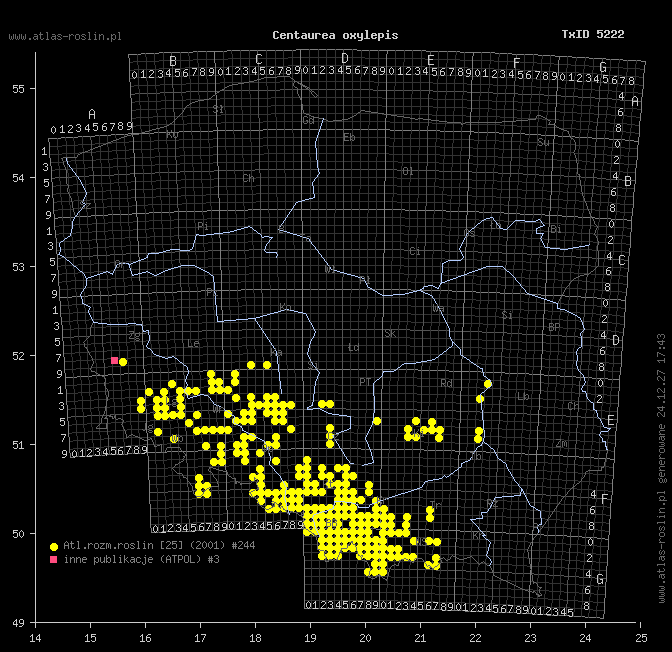 wystepowanie - Centaurea oxylepis (chaber ostrołuskowy)