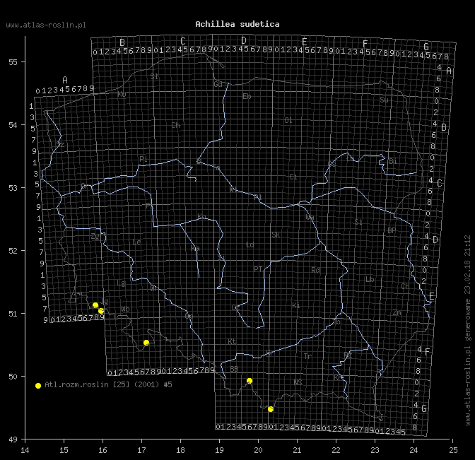 wystepowanie - Achillea sudetica (krwawnik sudecki)